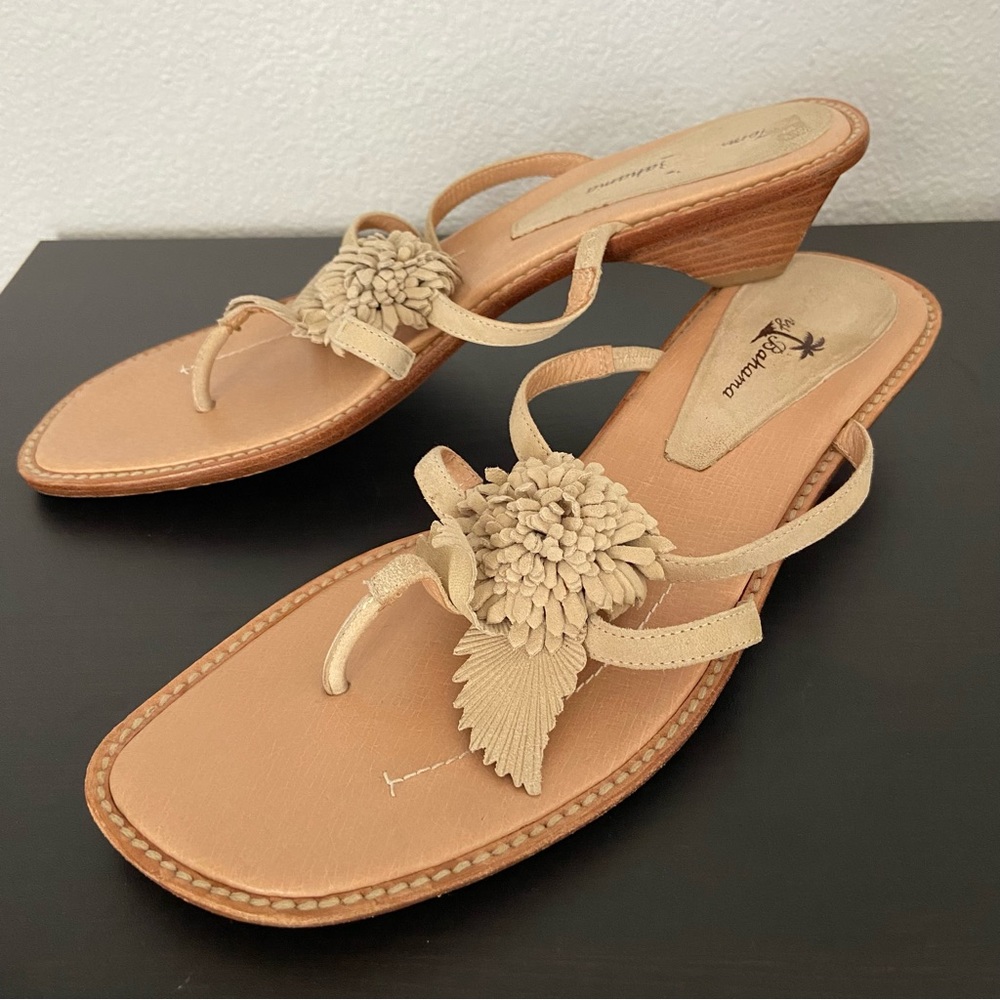 Tommy Bahama Suede Leather Flip Flop Sandals Made in Spain